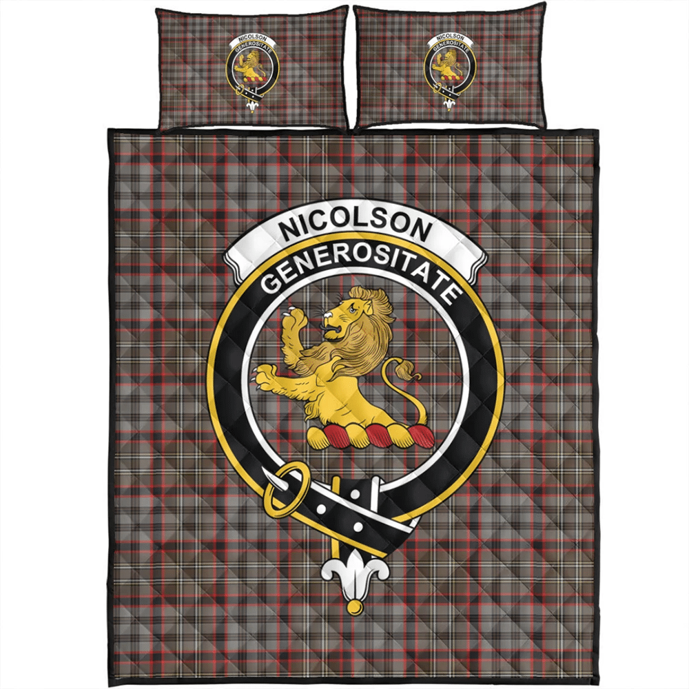 Nicolson Hunting Weathered Tartan Classic Crest Quilt Bed Set