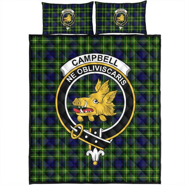 Campbell of Breadalbane Modern Tartan Classic Crest Quilt Bed Set