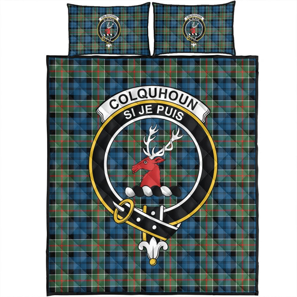 Colquhoun Ancient Tartan Classic Crest Quilt Bed Set