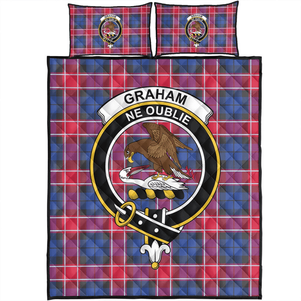 Graham of Menteith Red Tartan Classic Crest Quilt Bed Set