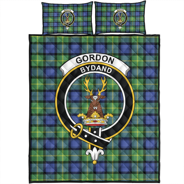 Gordon Old Ancient Tartan Classic Crest Quilt Bed Set