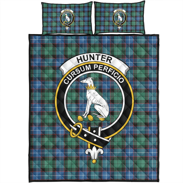 Hunter Ancient Tartan Classic Crest Quilt Bed Set