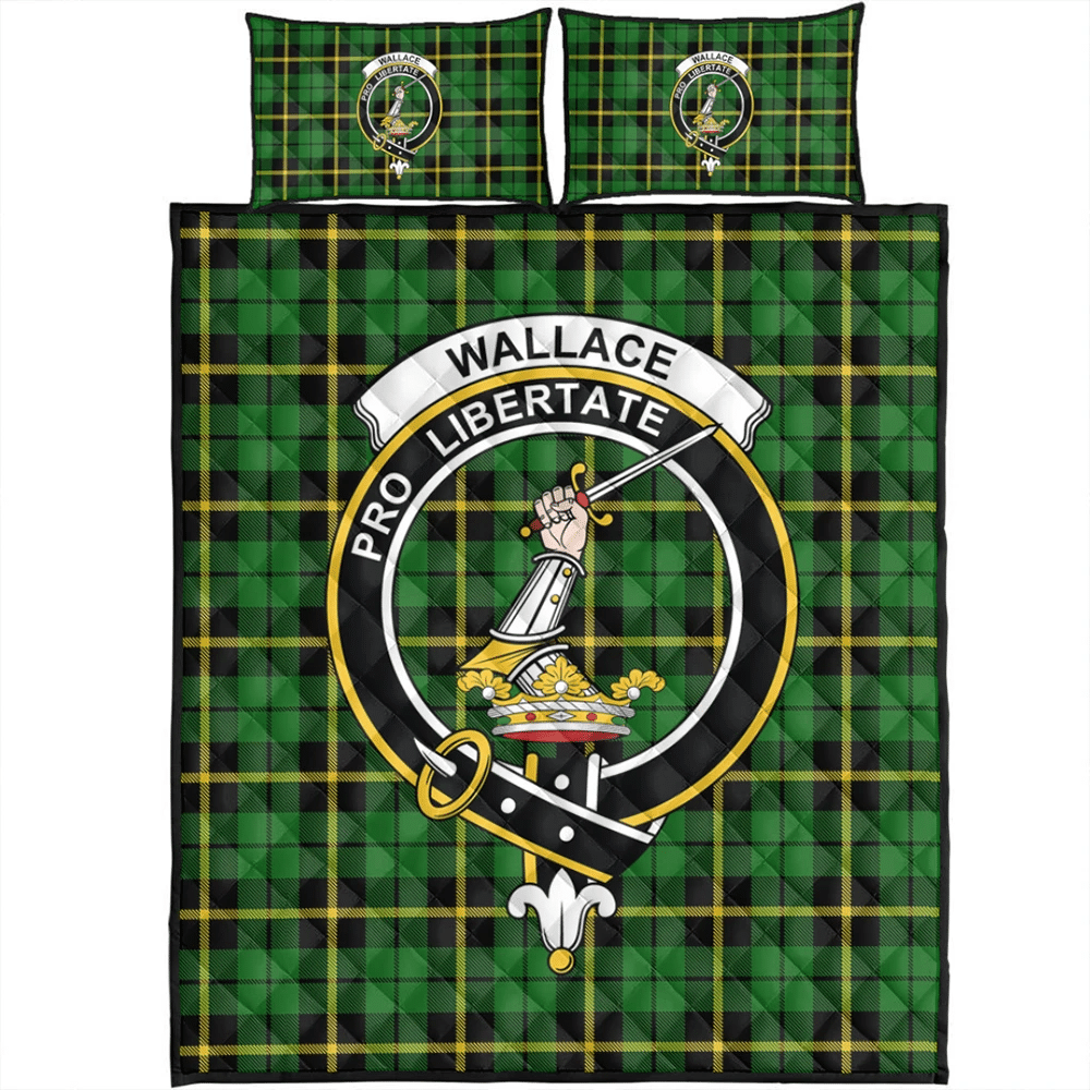 Wallace Hunting - Green Tartan Classic Crest Quilt Bed Set