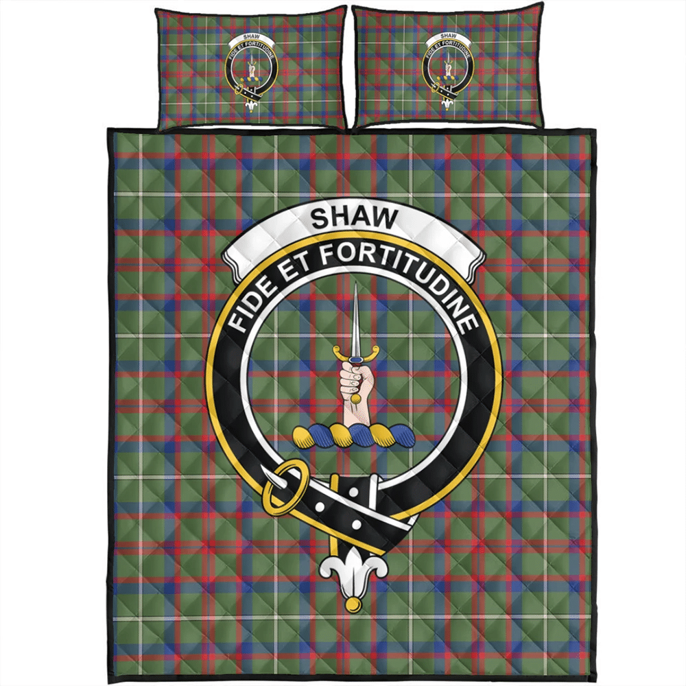 Shaw Green Modern Tartan Classic Crest Quilt Bed Set