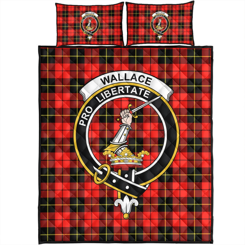 Wallace Hunting - Red Tartan Classic Crest Quilt Bed Set