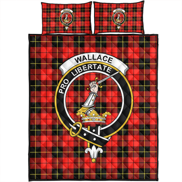 Wallace Hunting - Red Tartan Classic Crest Quilt Bed Set