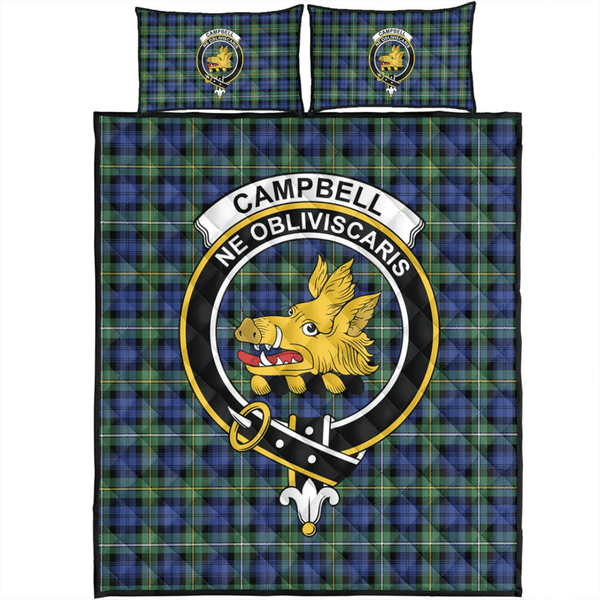 Campbell Argyll Ancient Tartan Classic Crest Quilt Bed Set