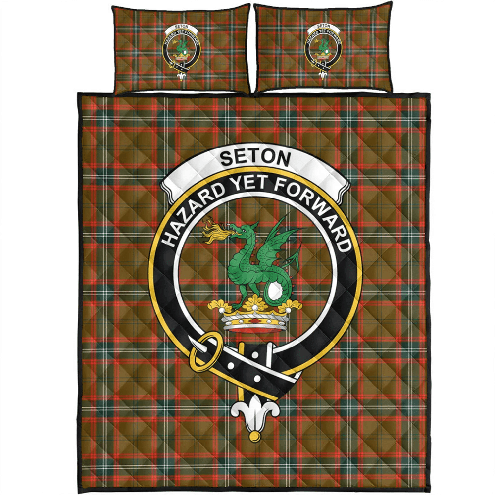 Seton Hunting Modern Tartan Classic Crest Quilt Bed Set