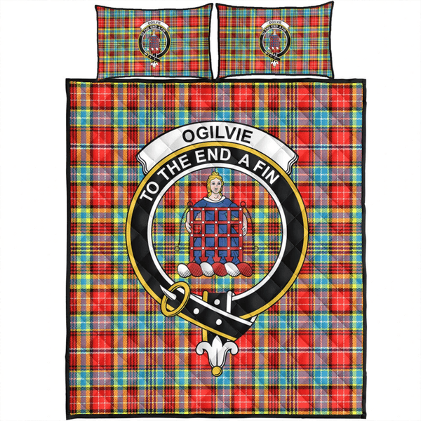 Ogilvie Hunting Ancient Tartan Classic Crest Quilt Bed Set