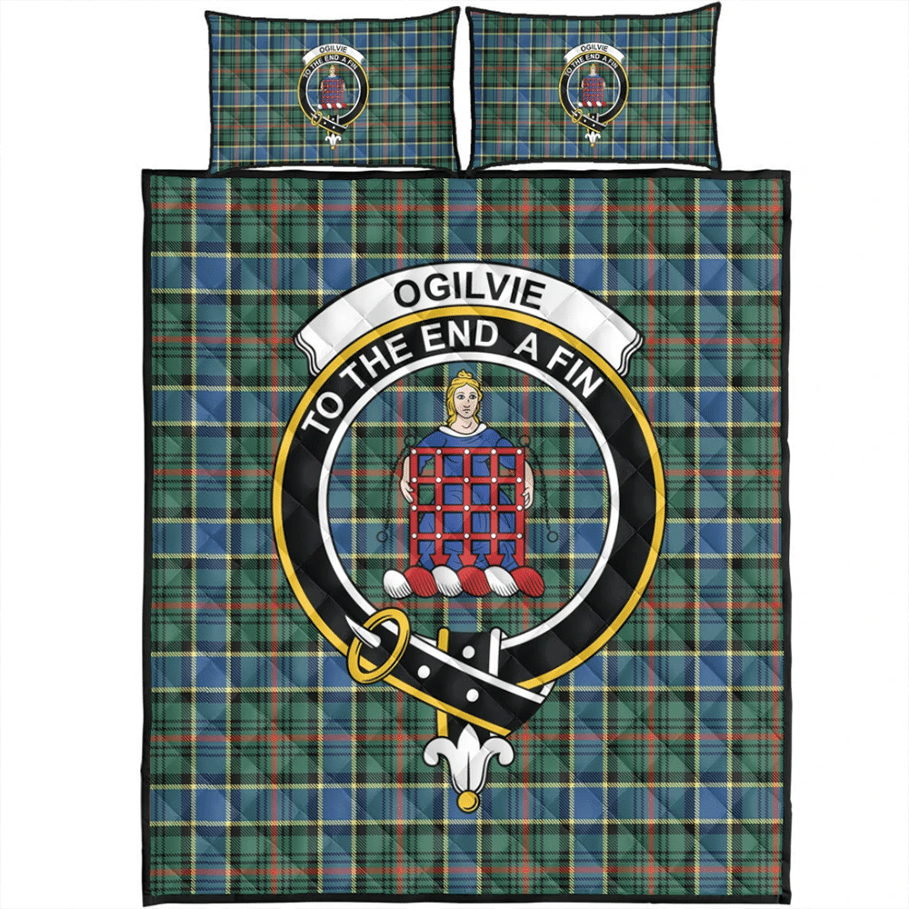 Ogilvie Hunting Modern Tartan Classic Crest Quilt Bed Set