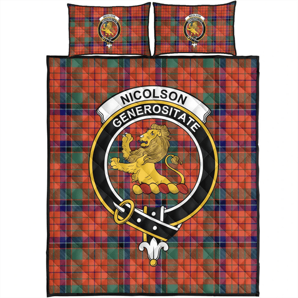 Nicolson Ancient Tartan Classic Crest Quilt Bed Set