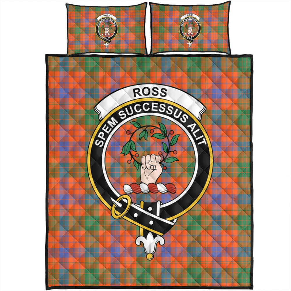 Ross Ancient Tartan Classic Crest Quilt Bed Set