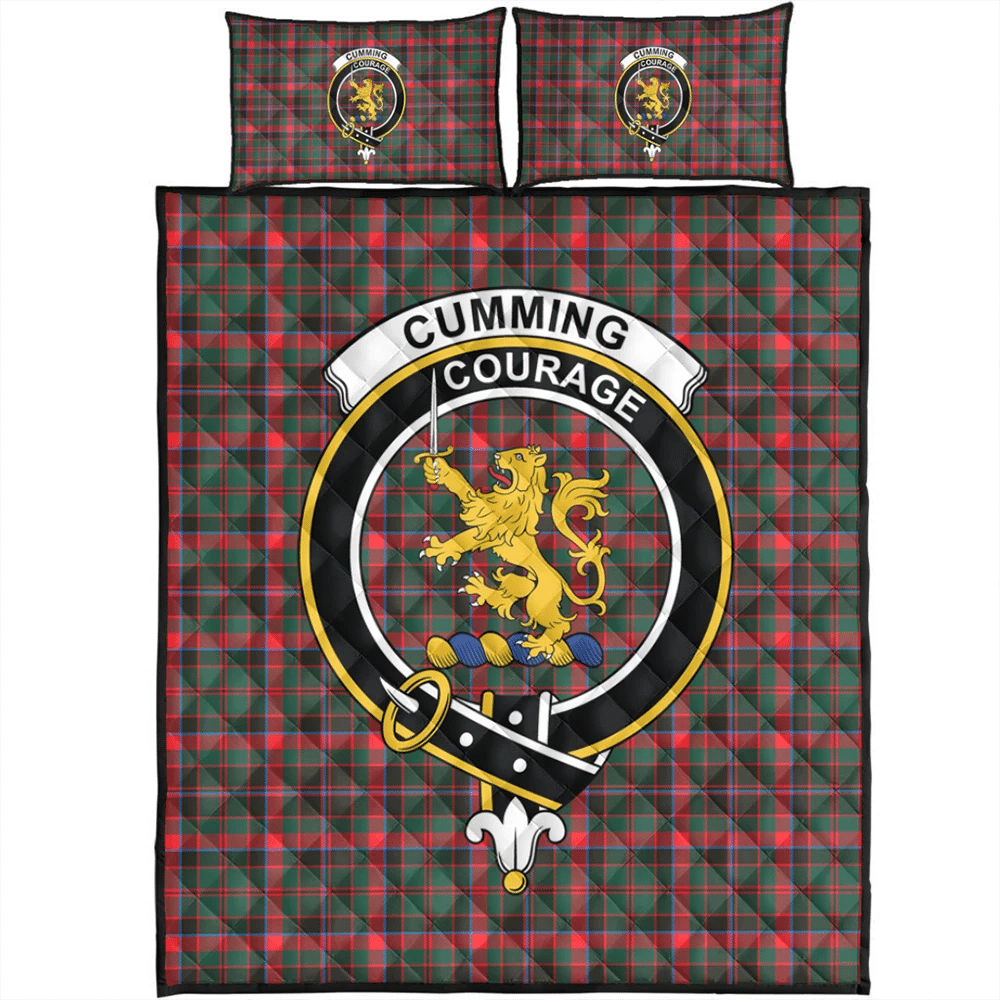 Cumming Hunting Modern Tartan Classic Crest Quilt Bed Set