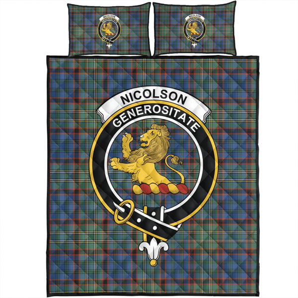 Nicolson Hunting Ancient Tartan Classic Crest Quilt Bed Set