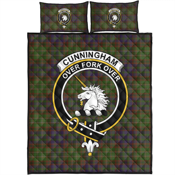 Cunningham Hunting Modern Tartan Classic Crest Quilt Bed Set