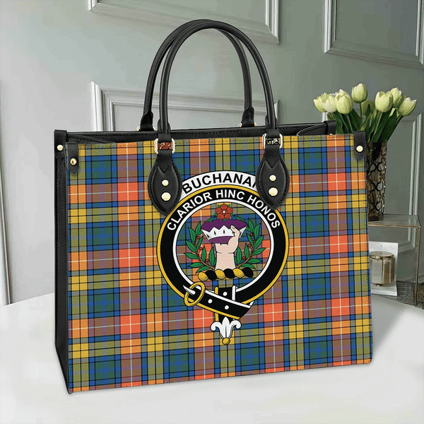 Buchanan Ancient Tartan Classic Crest Leather Bag