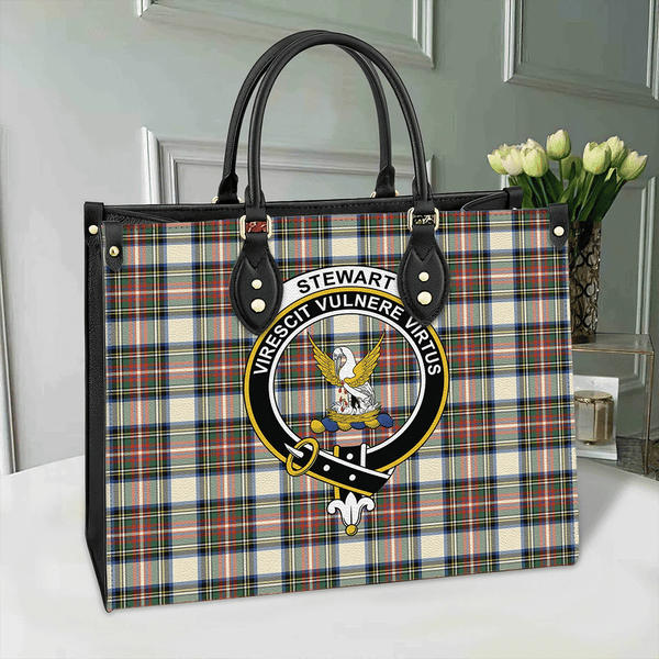 Stewart Dress Ancient Tartan Classic Crest Leather Bag