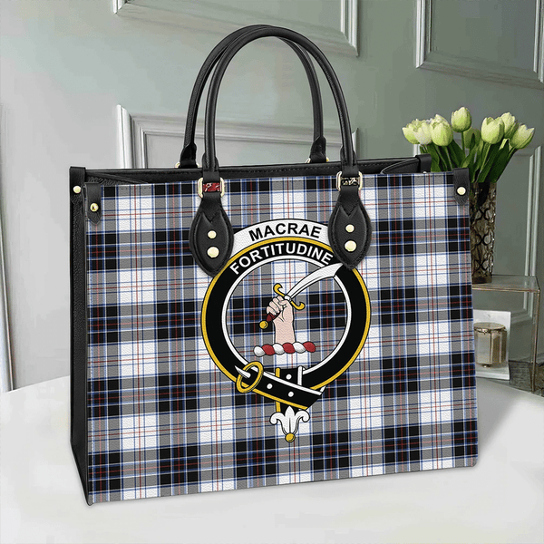 MacRae Dress Modern Tartan Classic Crest Leather Bag