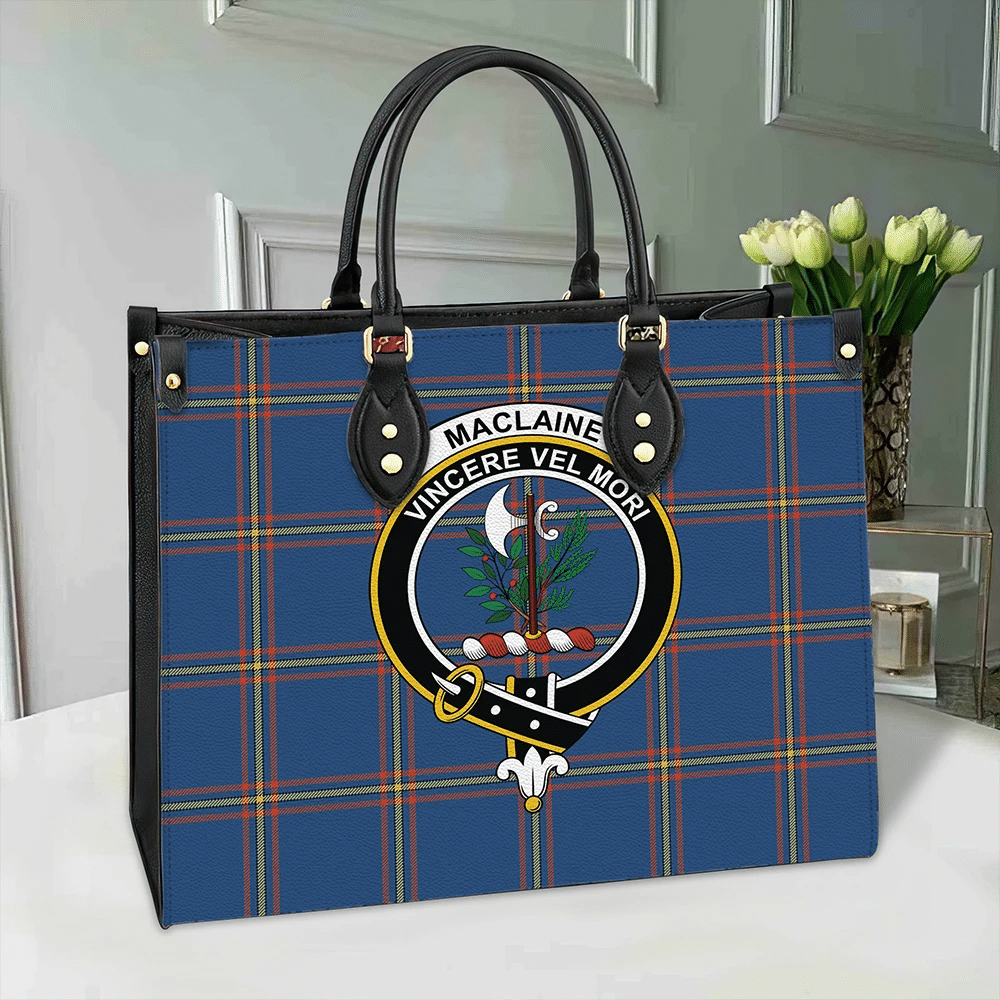 MacLaine of Loch Buie Tartan Classic Crest Leather Bag