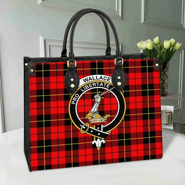 Wallace Hunting - Red Tartan Classic Crest Leather Bag