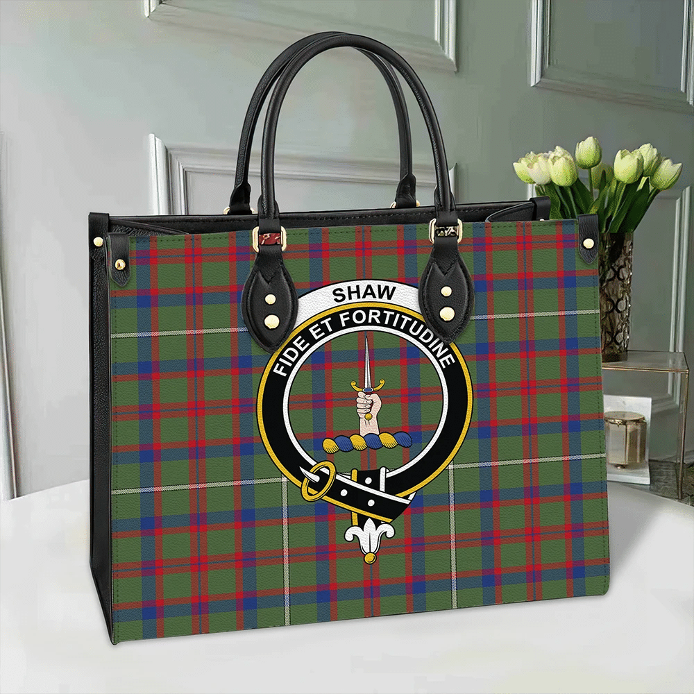 Shaw Green Modern Tartan Classic Crest Leather Bag