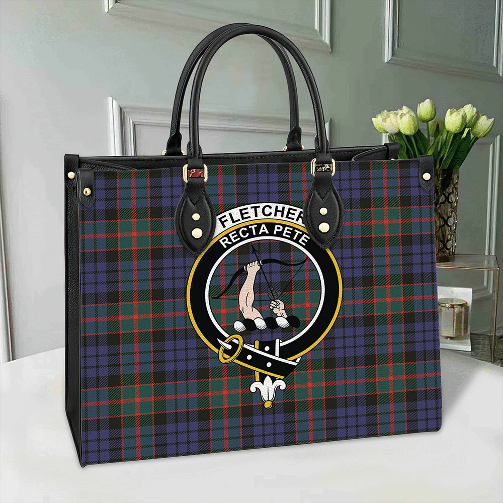 Fletcher of Dunans Tartan Classic Crest Leather Bag