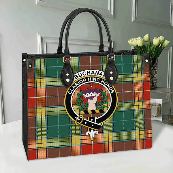 Buchanan Old Sett Tartan Classic Crest Leather Bag