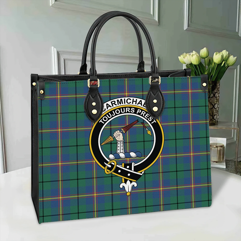 Carmichael Ancient Tartan Classic Crest Leather Bag