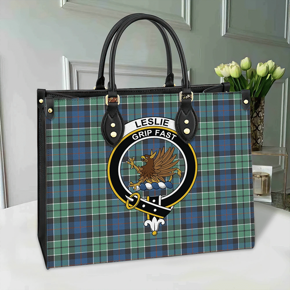 Leslie Hunting Tartan Classic Crest Leather Bag