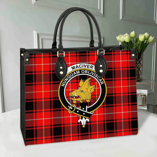 MacIver Modern Tartan Classic Crest Leather Bag