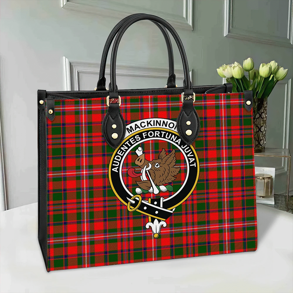 MacKinnon Modern Tartan Classic Crest Leather Bag