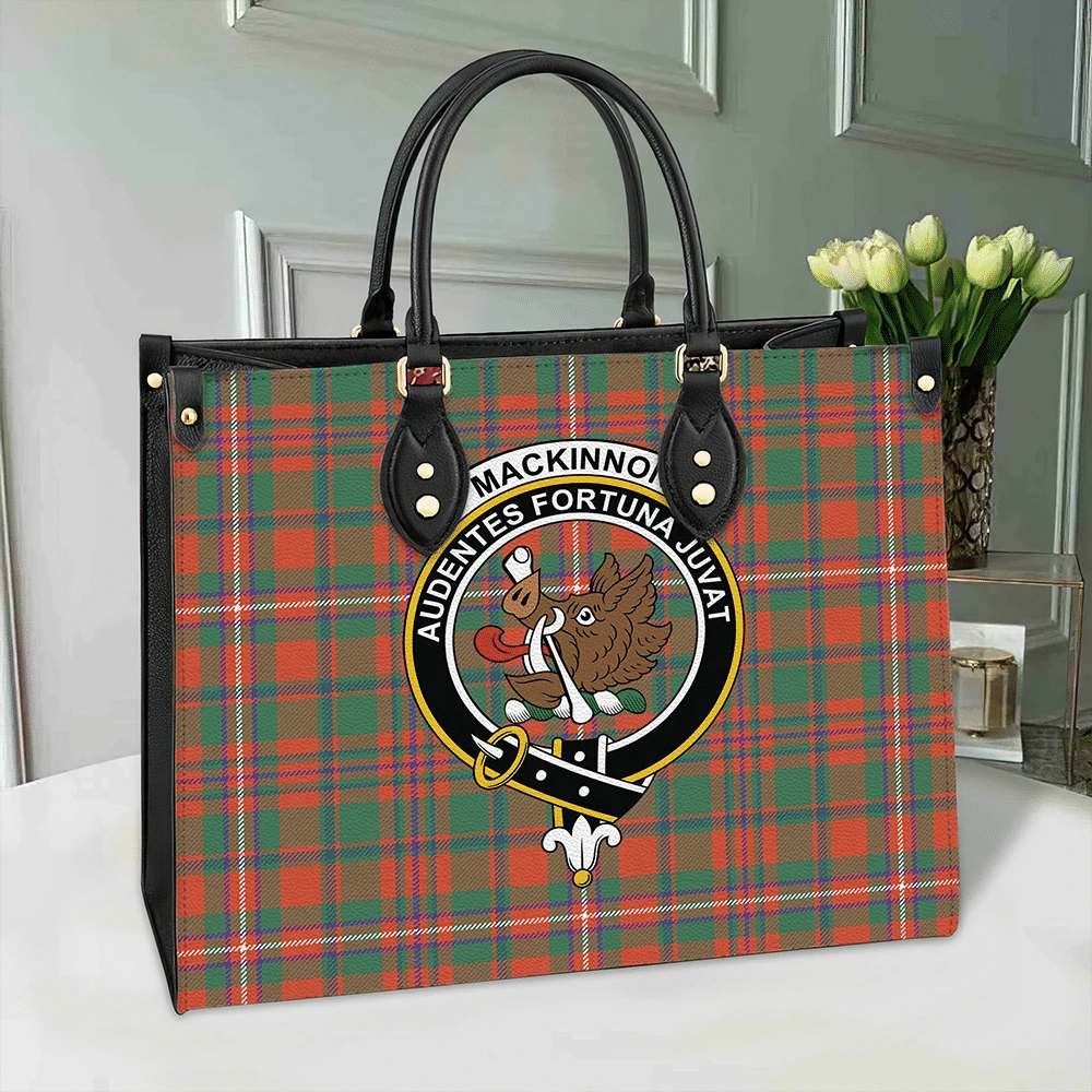 MacKinnon Ancient Tartan Classic Crest Leather Bag