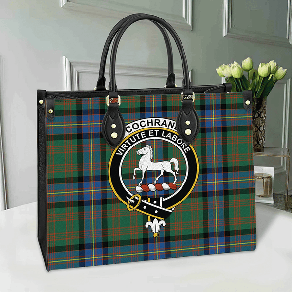 Cochrane Ancient Tartan Classic Crest Leather Bag