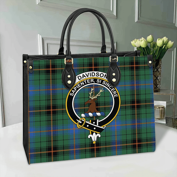 Davidson Ancient Tartan Classic Crest Leather Bag