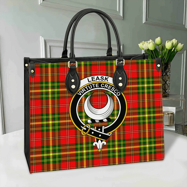 Leask Tartan Classic Crest Leather Bag