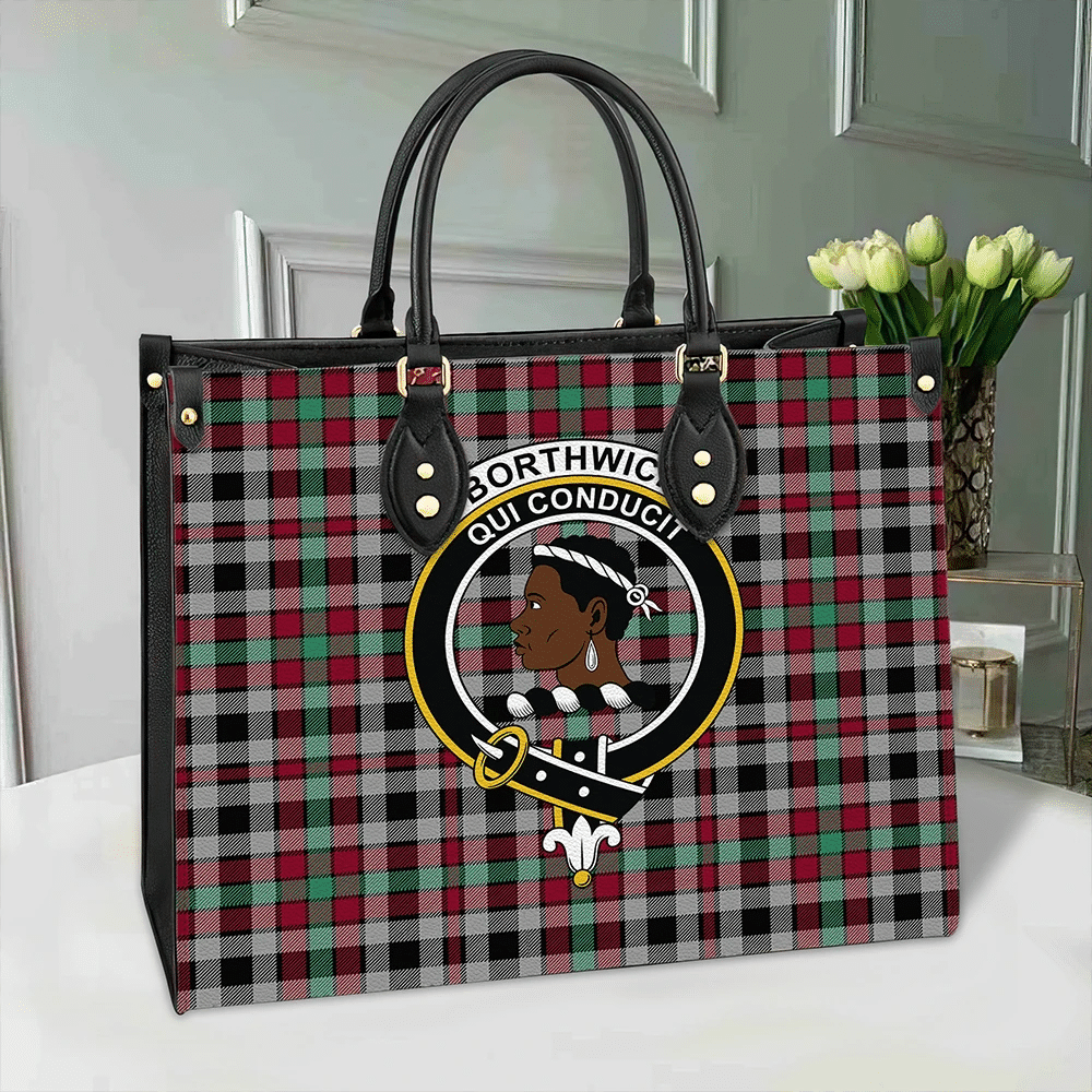 Borthwick Ancient Tartan Classic Crest Leather Bag