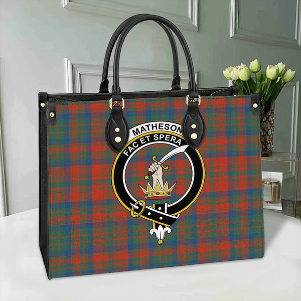 Matheson Ancient Tartan Classic Crest Leather Bag