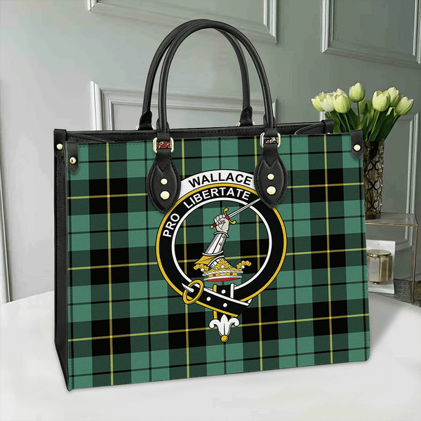 Wallace Hunting Ancient Tartan Classic Crest Leather Bag