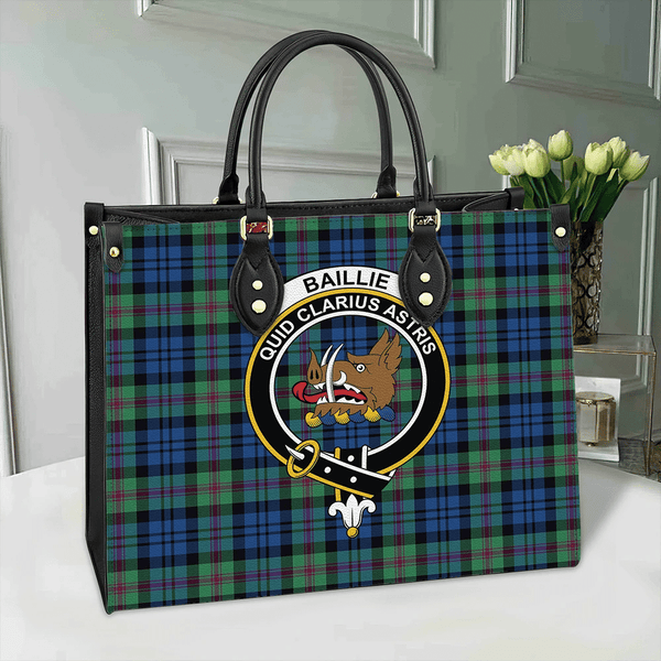 Baillie Ancient Tartan Classic Crest Leather Bag