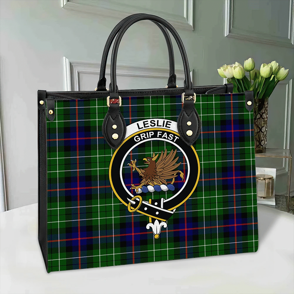 Leslie Hunting Ancient Tartan Classic Crest Leather Bag