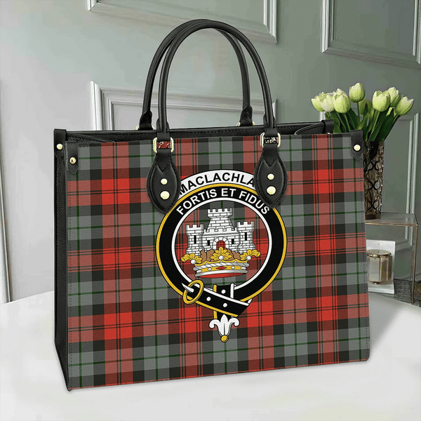 MacLachlan Weathered Tartan Classic Crest Leather Bag