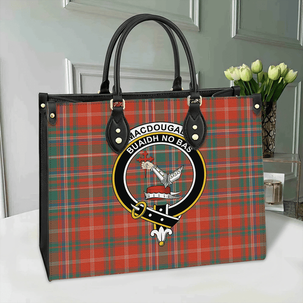 MacDougall Ancient Tartan Classic Crest Leather Bag