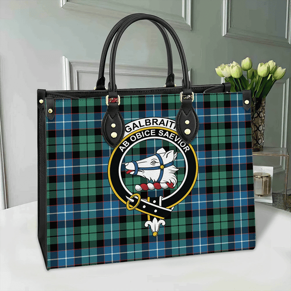 Galbraith Ancient Tartan Classic Crest Leather Bag