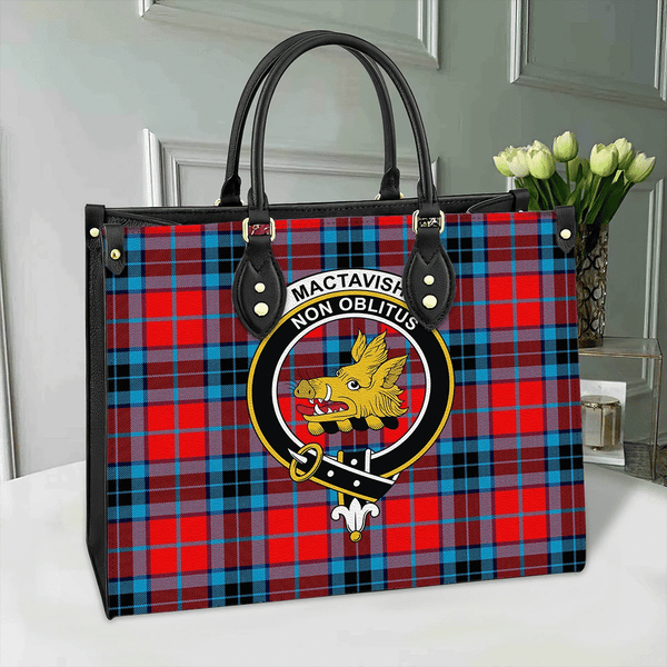 MacTavish Modern Tartan Classic Crest Leather Bag