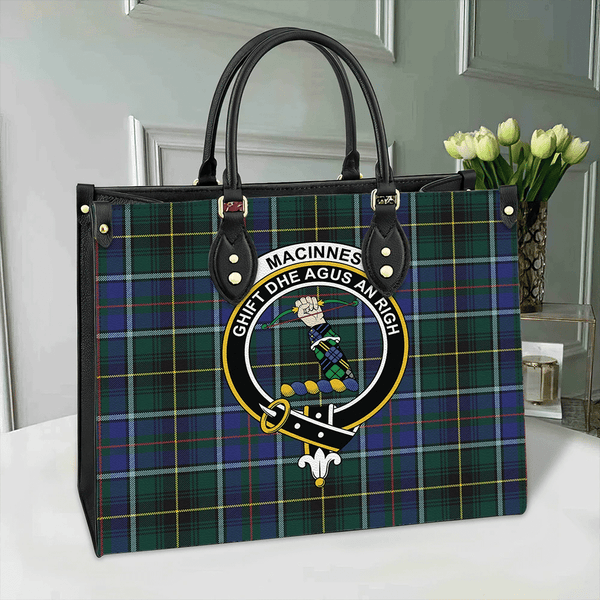 MacInnes Modern Tartan Classic Crest Leather Bag