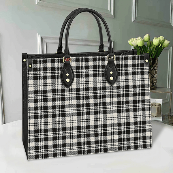 Scott Black & White Ancient Tartan Classic Leather Bag