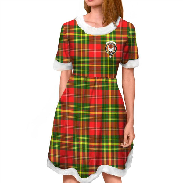 Leask Clan Tartan Crest Christmas Dress