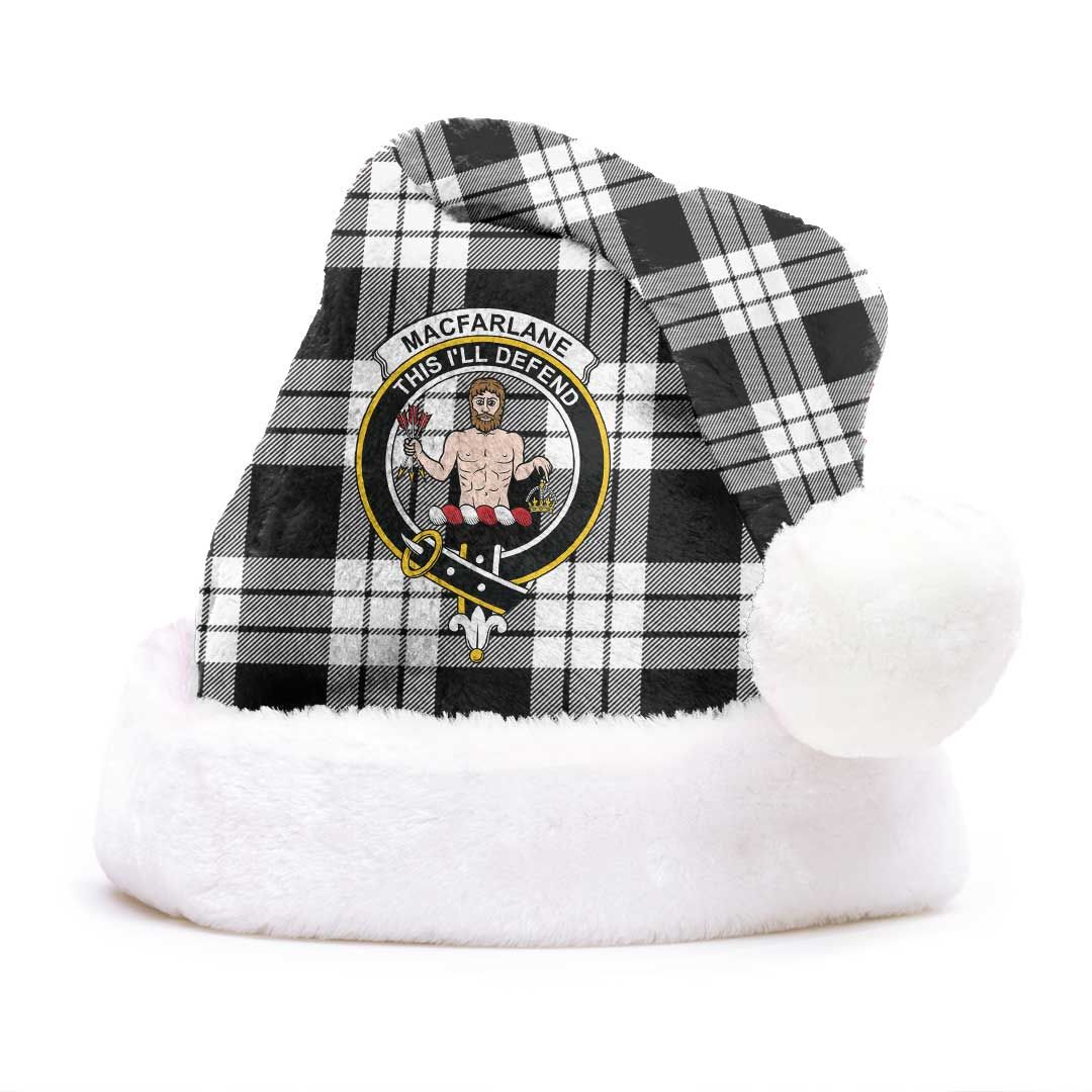 MacFarlane Black & White Ancient Clan Tartan Classic Crest Christmas Hat