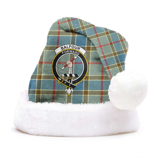 Balfour Blue Clan Tartan Classic Crest Christmas Hat