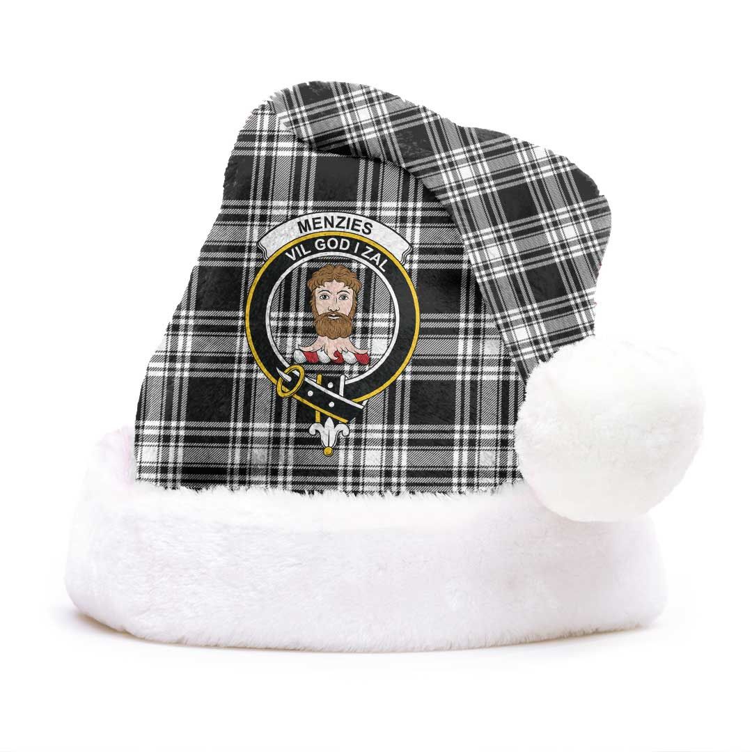 Menzies Black & White Modern Clan Tartan Classic Crest Christmas Hat